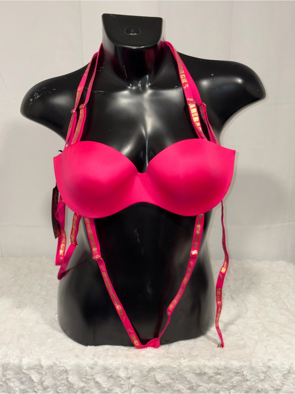 Bareback Sexy Back Pink Convertible Strap Hook Tab Bra 34C Lingerie Upgrade NWT